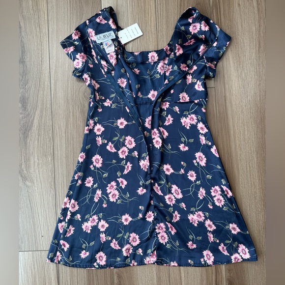 Vintage 1990s Navy & Pink Floral Mini Dress - Picture 12 of 13